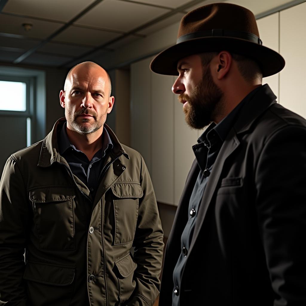 Guy Ritchie directing Jason Statham on the set of Wrath of Man.