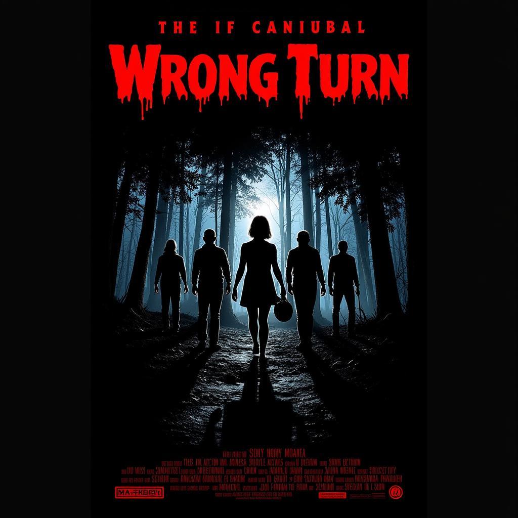 Wrong Turn Movie Poster: Depicting a group of friends stranded in the woods, facing a terrifying threat.