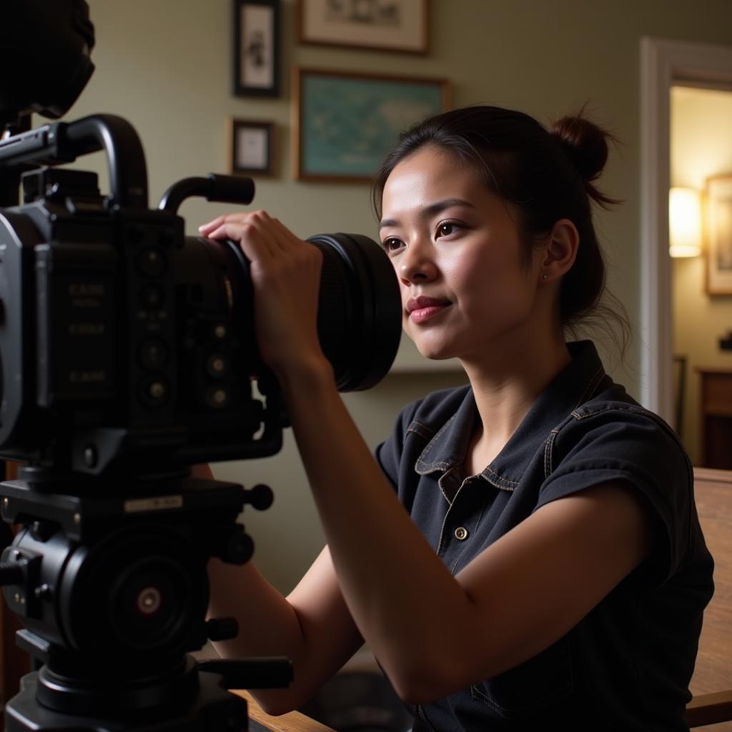 A female director on a film set.