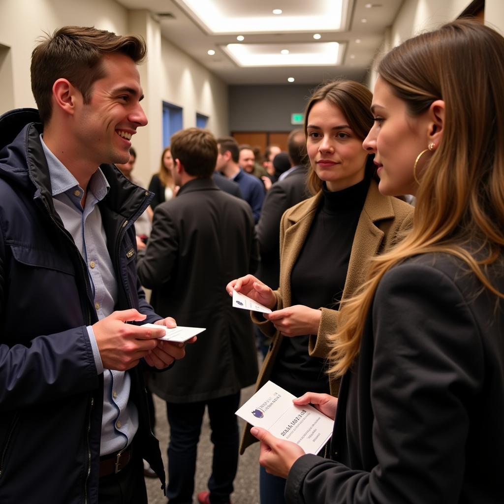 Film students networking at an industry event