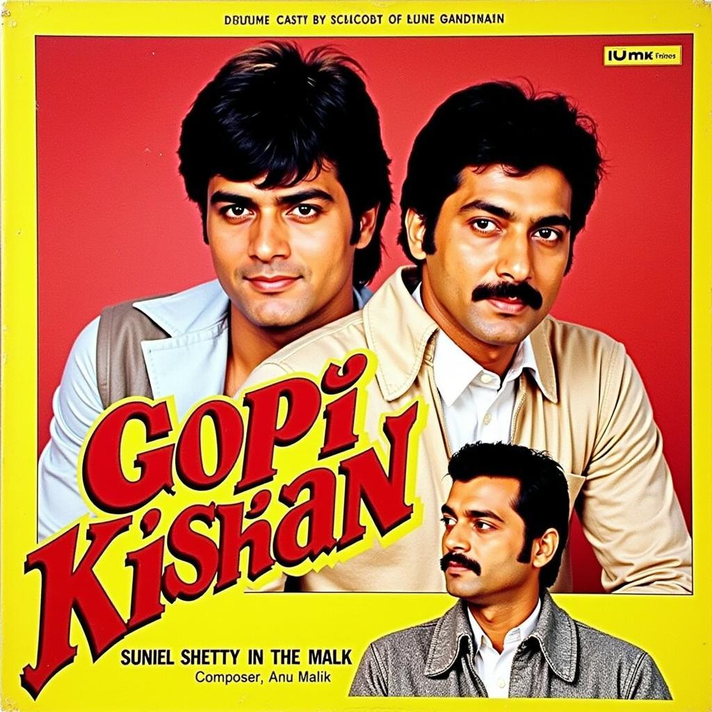 Gopi Kishan movie soundtrack poster featuring lead actors and the composer Anu Malik