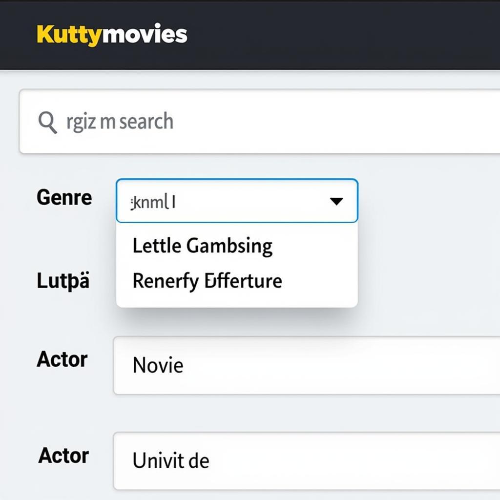 Kuttymovies Search Bar and Filter Options