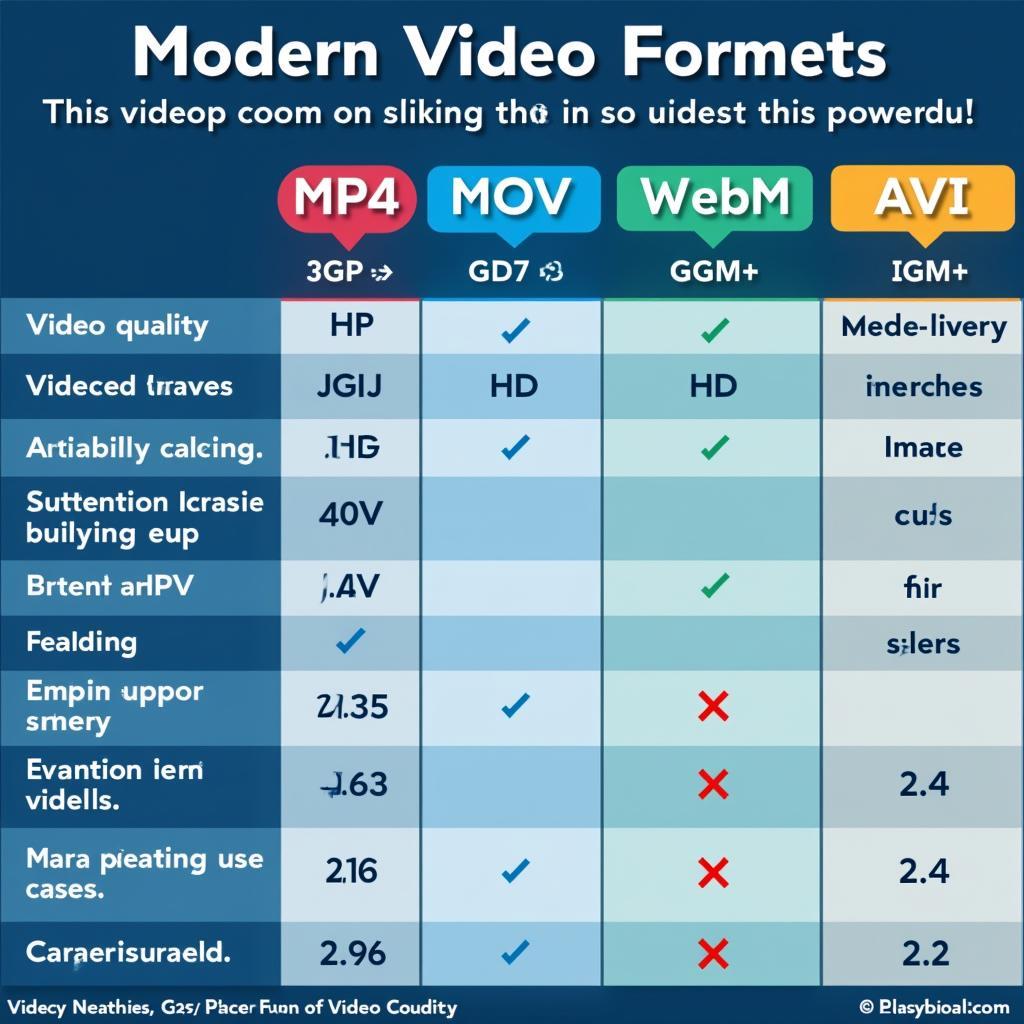 Modern Video Format Comparison Chart