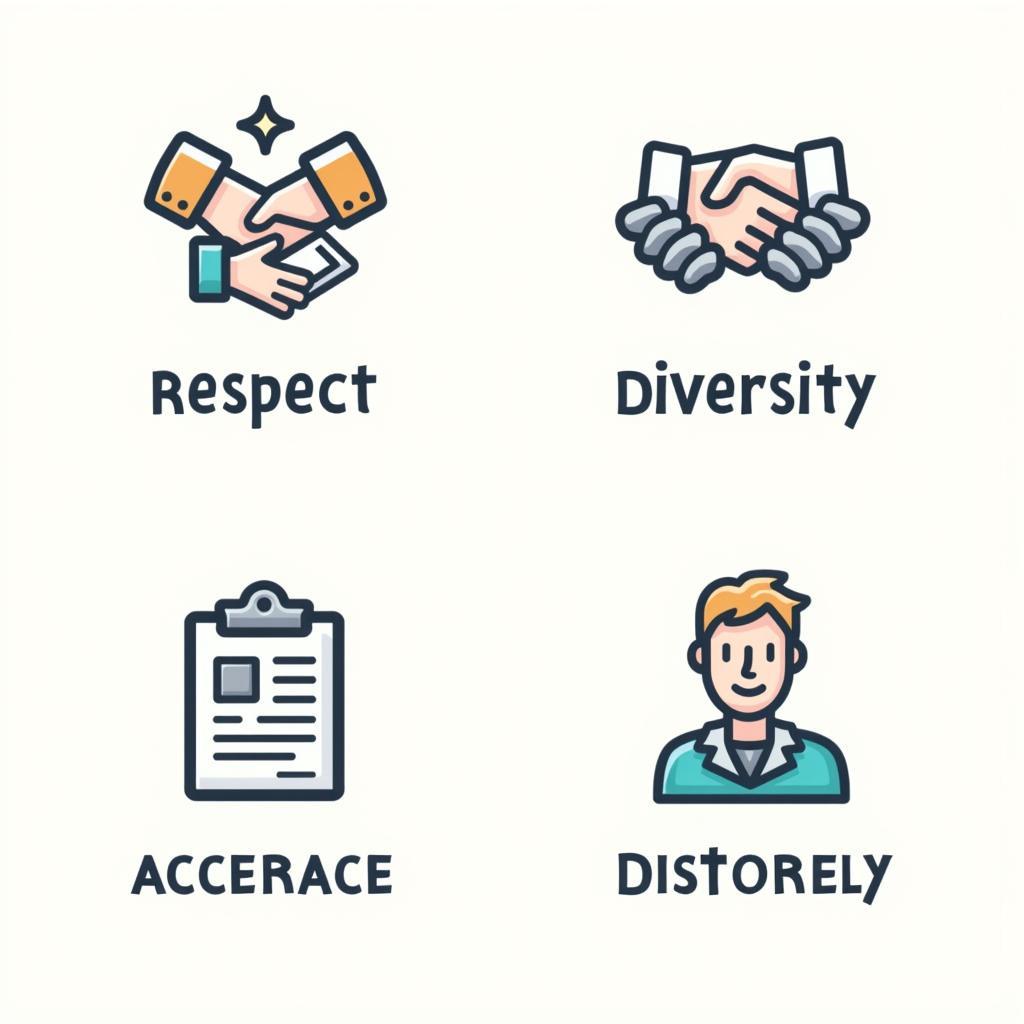 Icons representing ethical considerations and responsible content creation