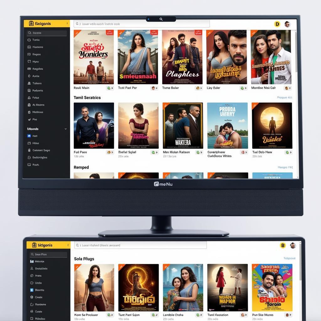 A user interface of a streaming platform showcasing a selection of Tamil Isaimini movies, with clear categories and high-quality thumbnails.