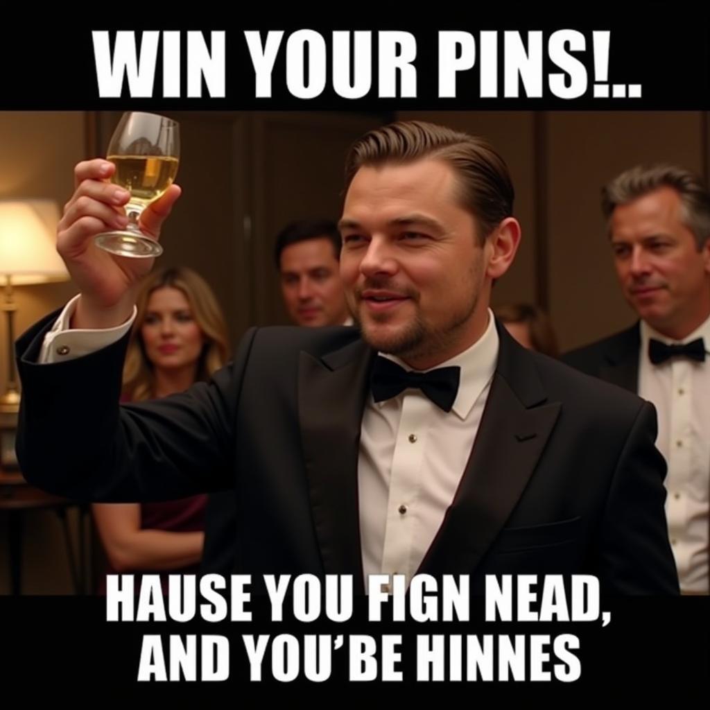 Leonardo DiCaprio Cheers with a Glass in a Winner Movie Meme